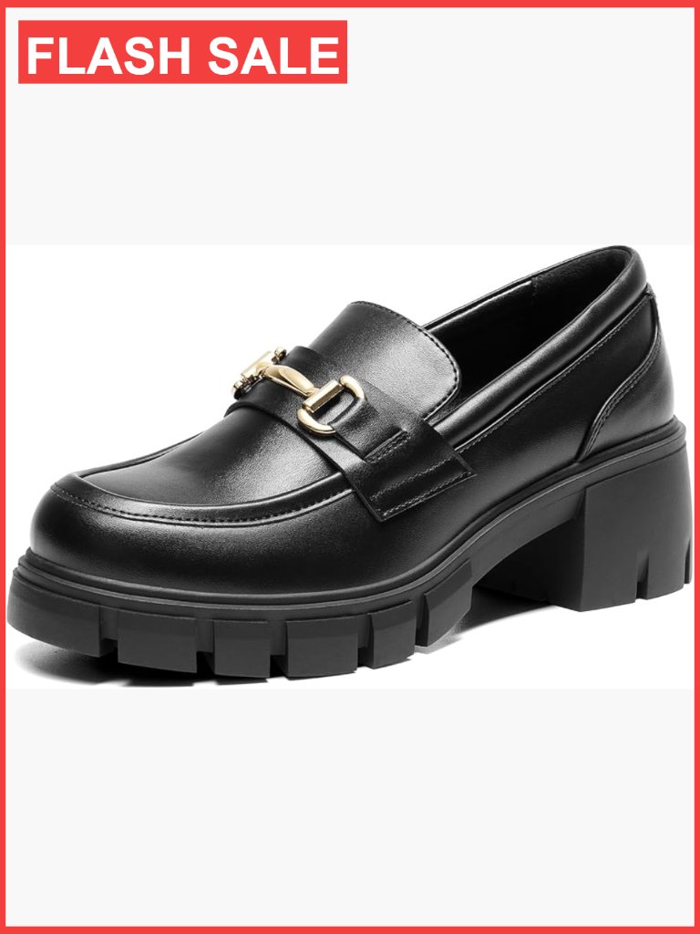 Women's Platform Chunky Loafers With Horse-Bit Detail